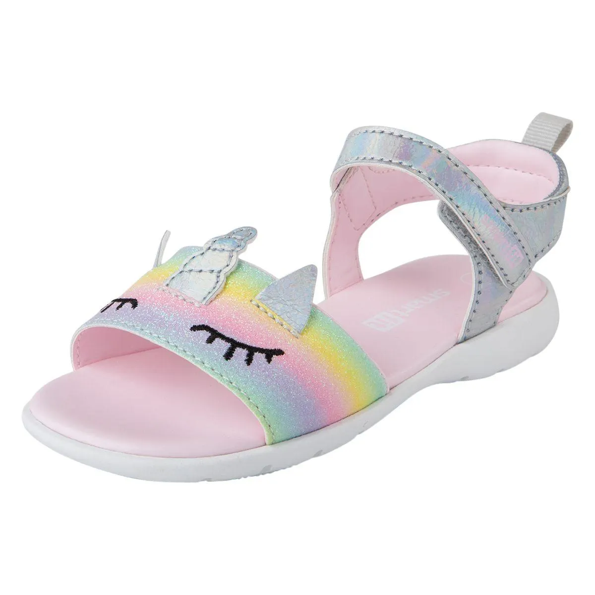 Sandalias planas con diseño de unicornio para niña pequeña