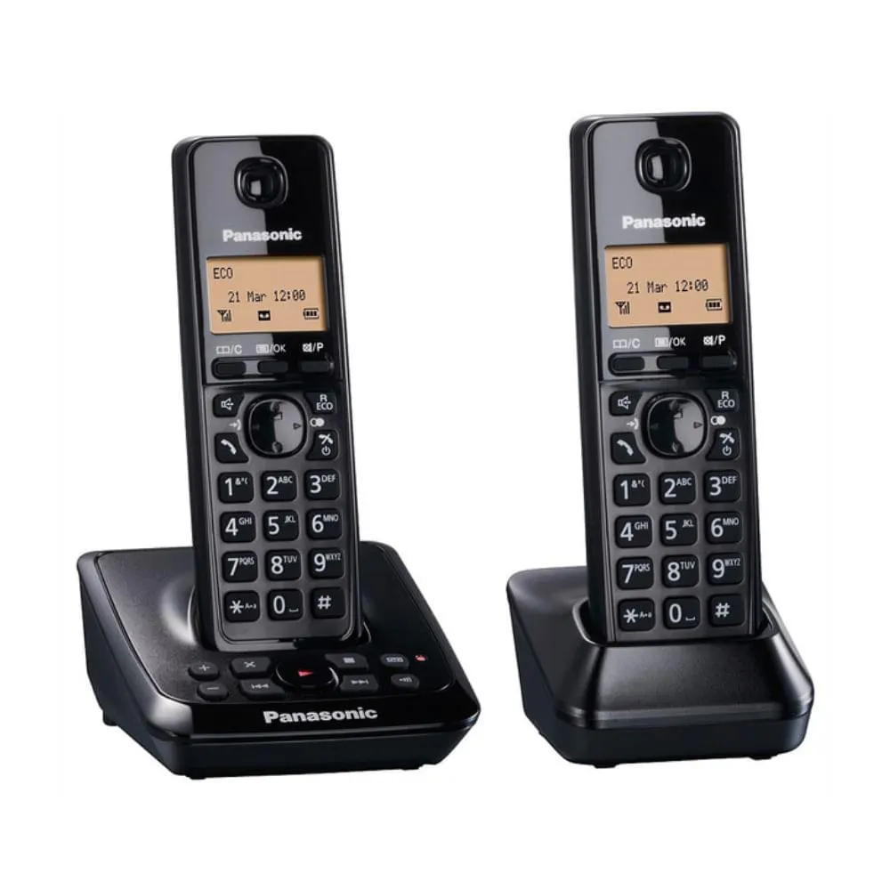 Teléfono Inalámbrico Panasonic Kxtg2722Nzb P8885 | Dos Bases Con Altavoz Contestador Color Negro