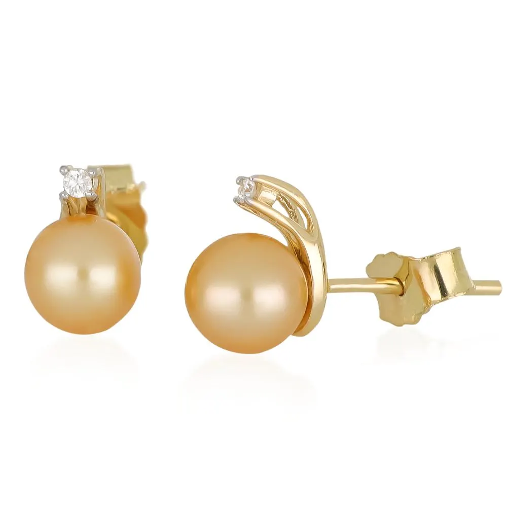 ARETES PERLA DORADA COLECCIÓN ESENCIA