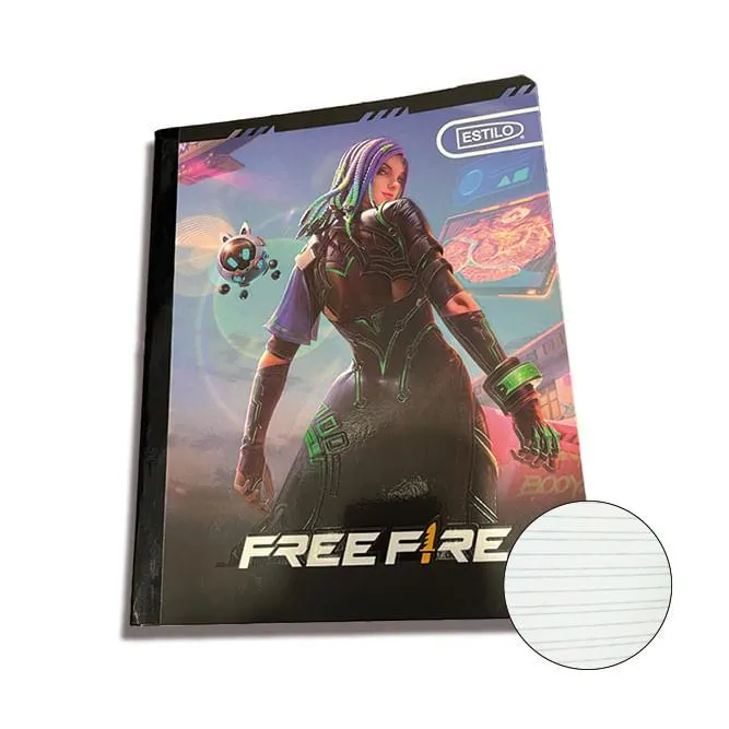 Cuaderno Cosido 100Hjs 4 Líneas Free Fire