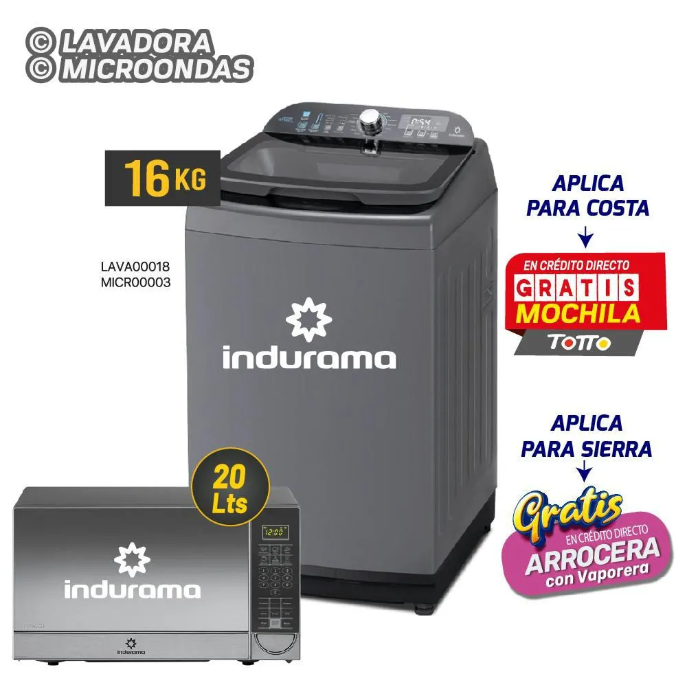 MINI COMBO 3: LAVADORA + MICROONDAS