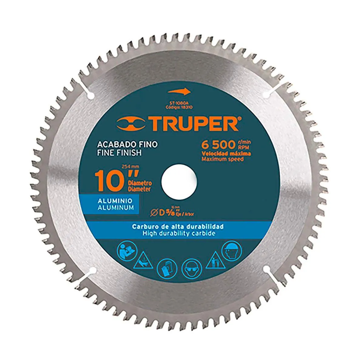 Disco sierra 10" para aluminio, 100 dientes centro 5/8" - TRUPER