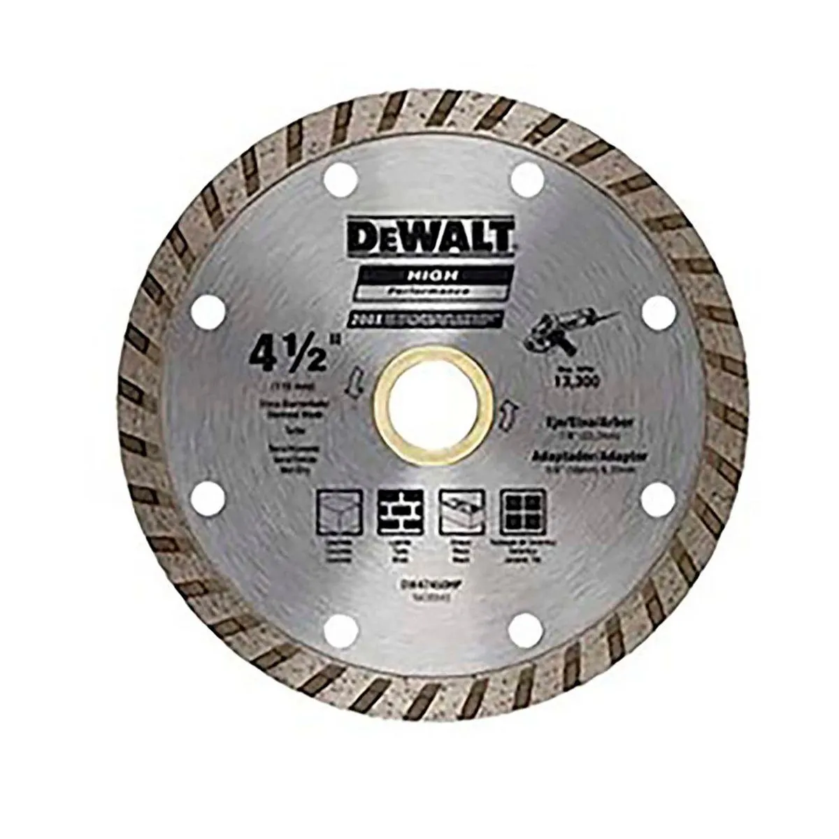 Disco diamantado turbo de 4-1/2"" Ring Continuo para acabado fino para corte en azulejos o mármol - DEWALT