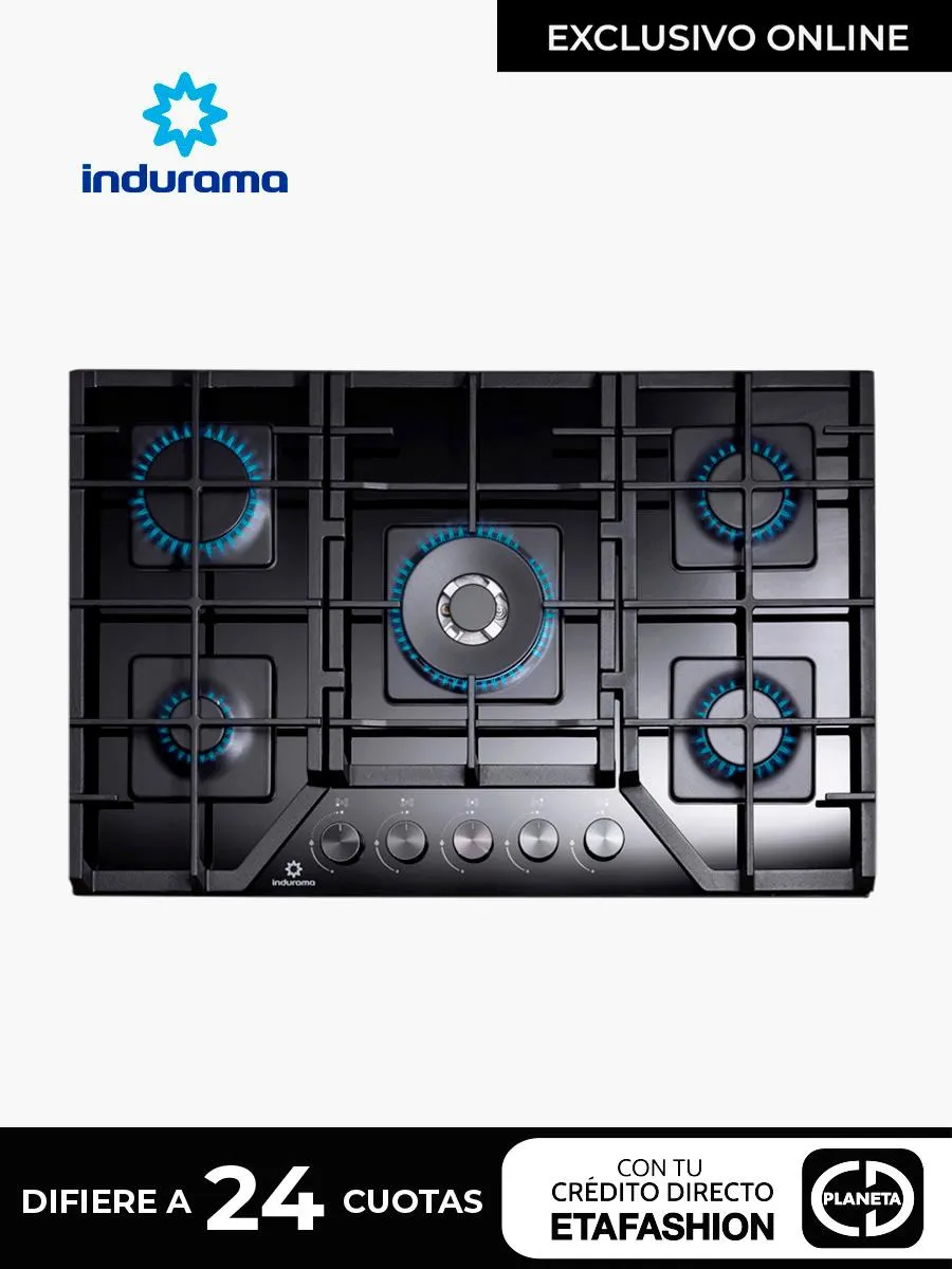 Encimera a Gas Indurama 5 Quemadores EGI - 755VDNE