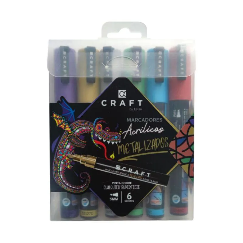 Marcador Acrílico mm Pta Biselada Metálico Jgox6un Craft 897
