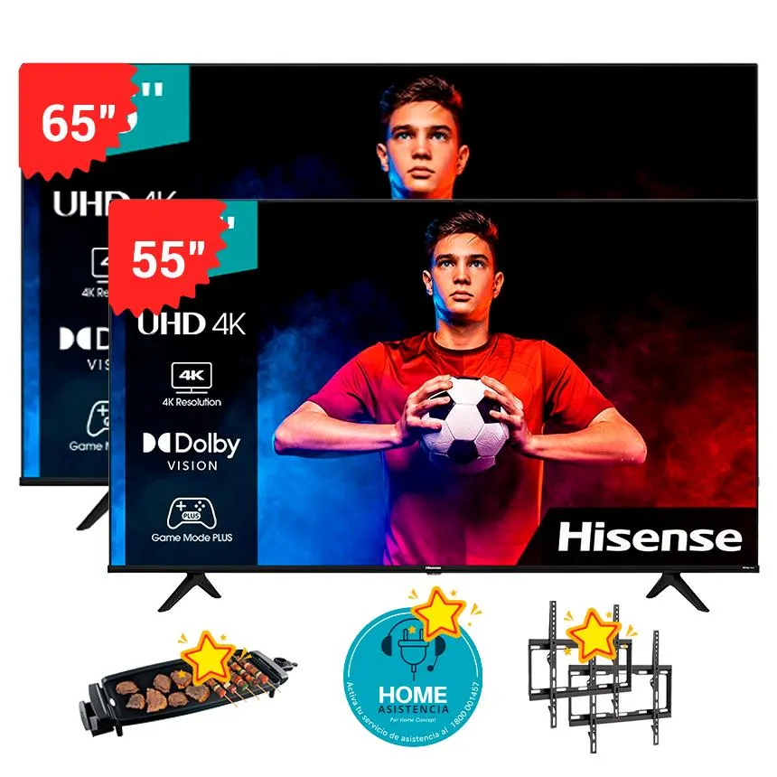 COMBO HISENSE 65" UHD (HS-65A6H) + 55" UHD (HS-55A6H)