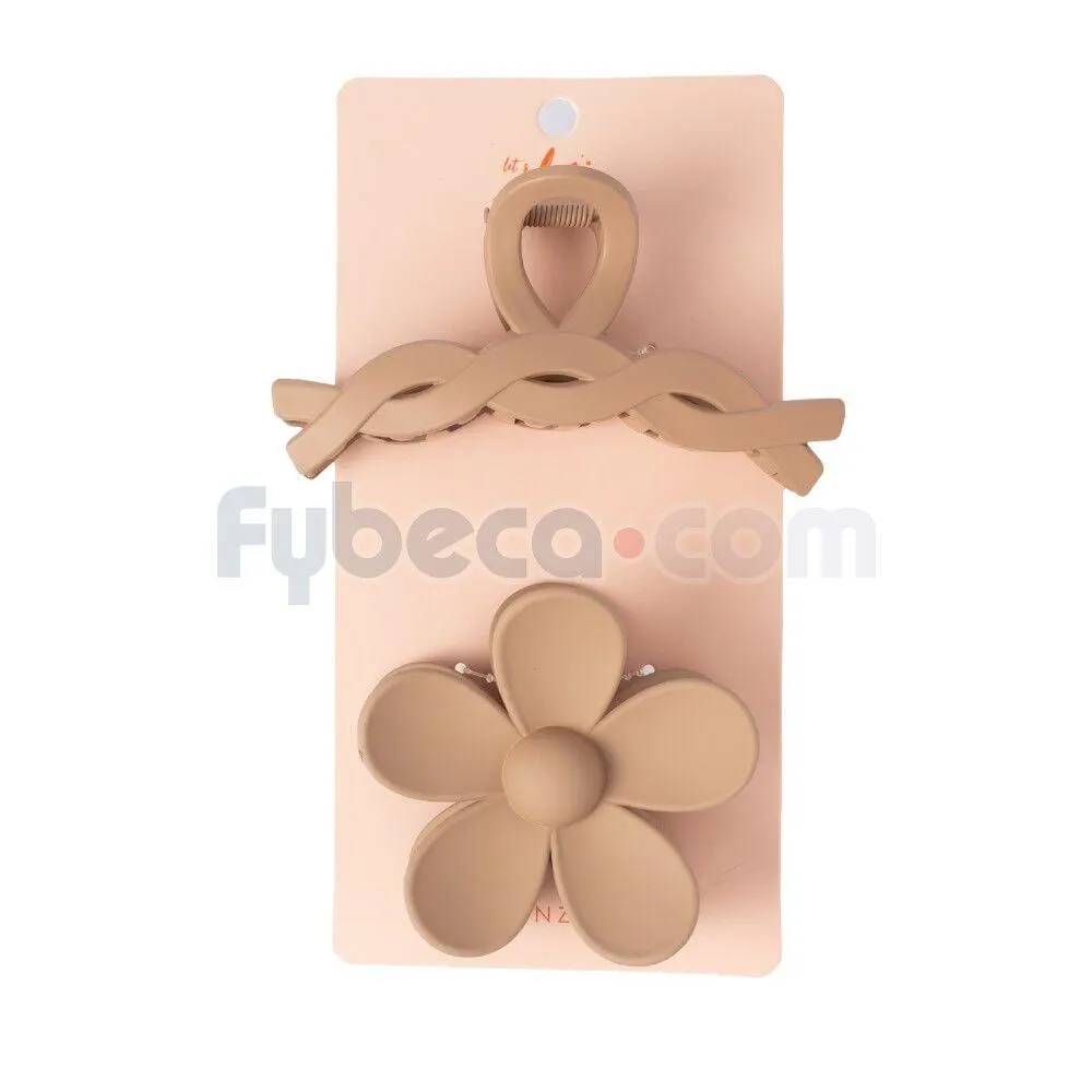 Set De Pinzas Flores Para Cabello 2 Unidades
