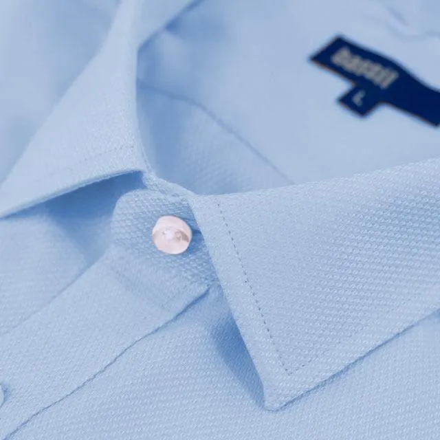 Camisa Celeste manga larga labrado de punto