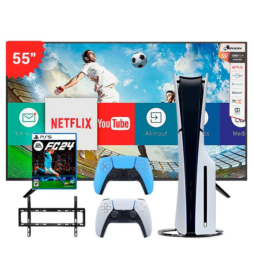 COMBO RIVIERA 55" (RIVTELUHDRLED-GLT55HIKA5) + SONY PS5 SLIM EDICIÓN DISCO 1TB (SONCONPS5SLMDISPS5)