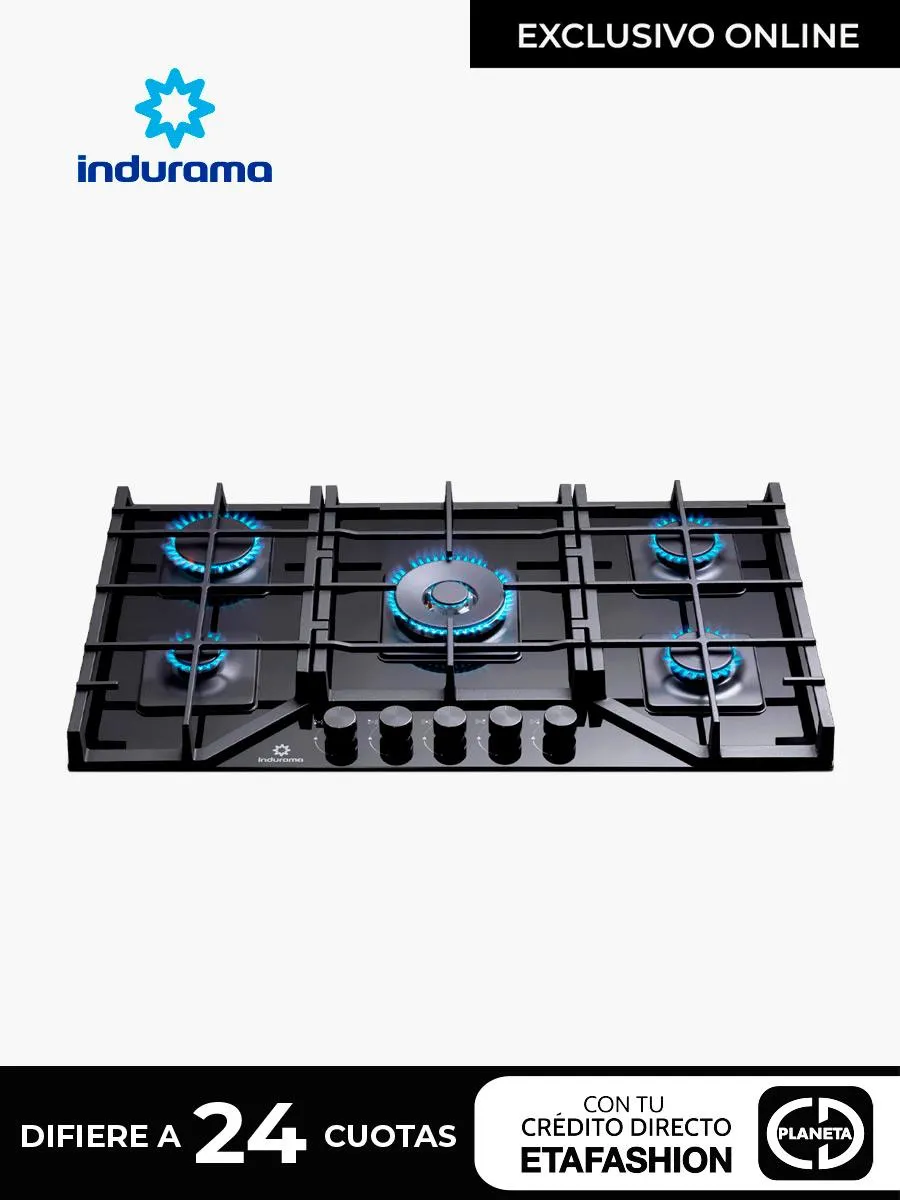 Encimera a Gas Indurama EGI - 905VDNE | 5 Quemadores