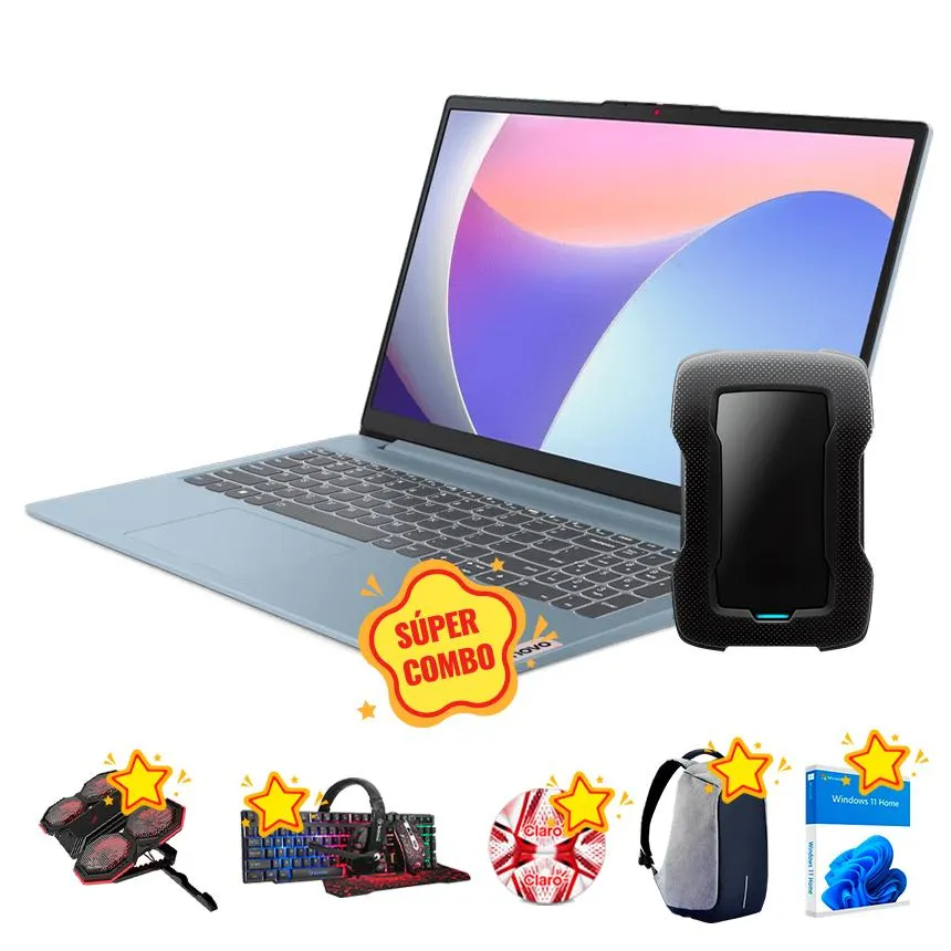 IDEAPAD SLIM 3 15 CORE I3 (256GB) + DISCO EXTERNO 1TB