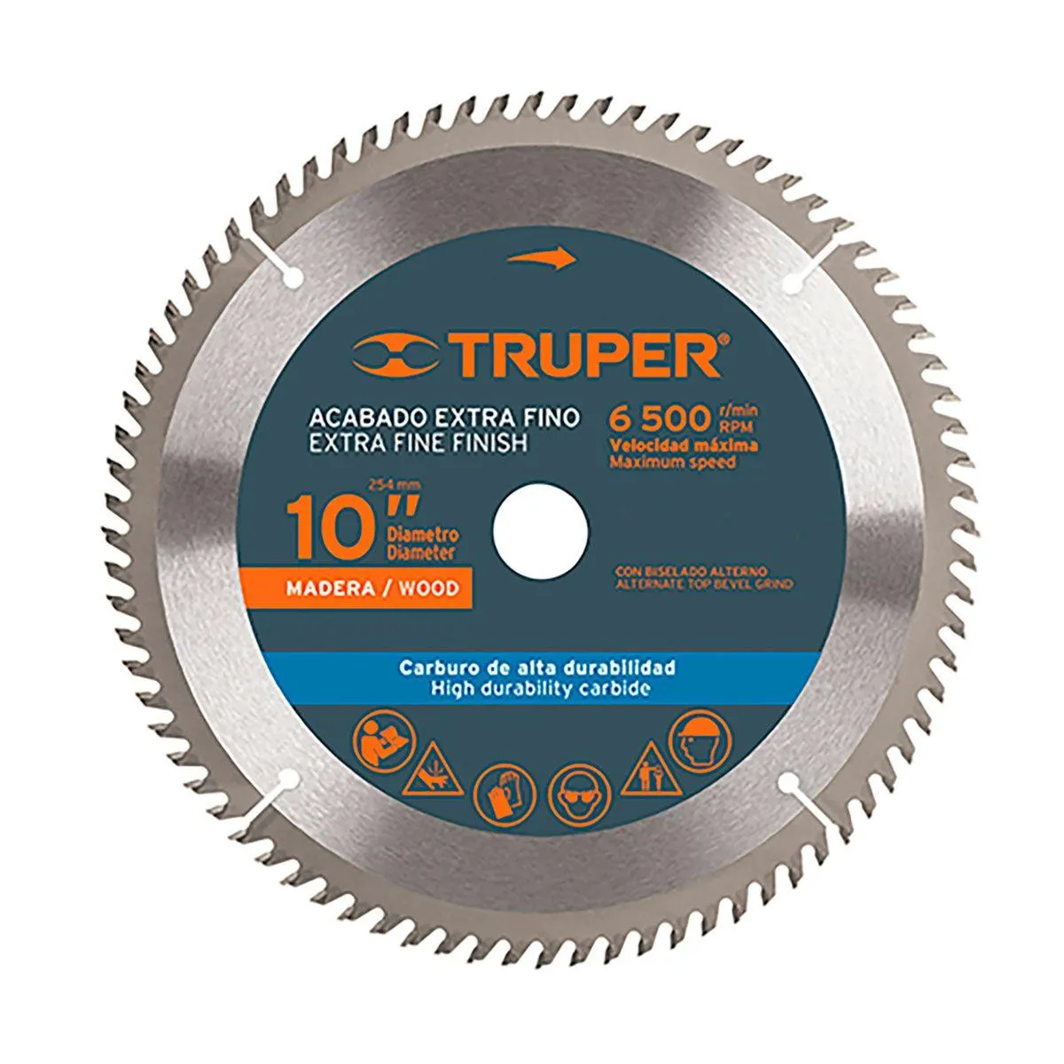 Disco sierra 10" para madera, 60 dientes centro 1" - TRUPER