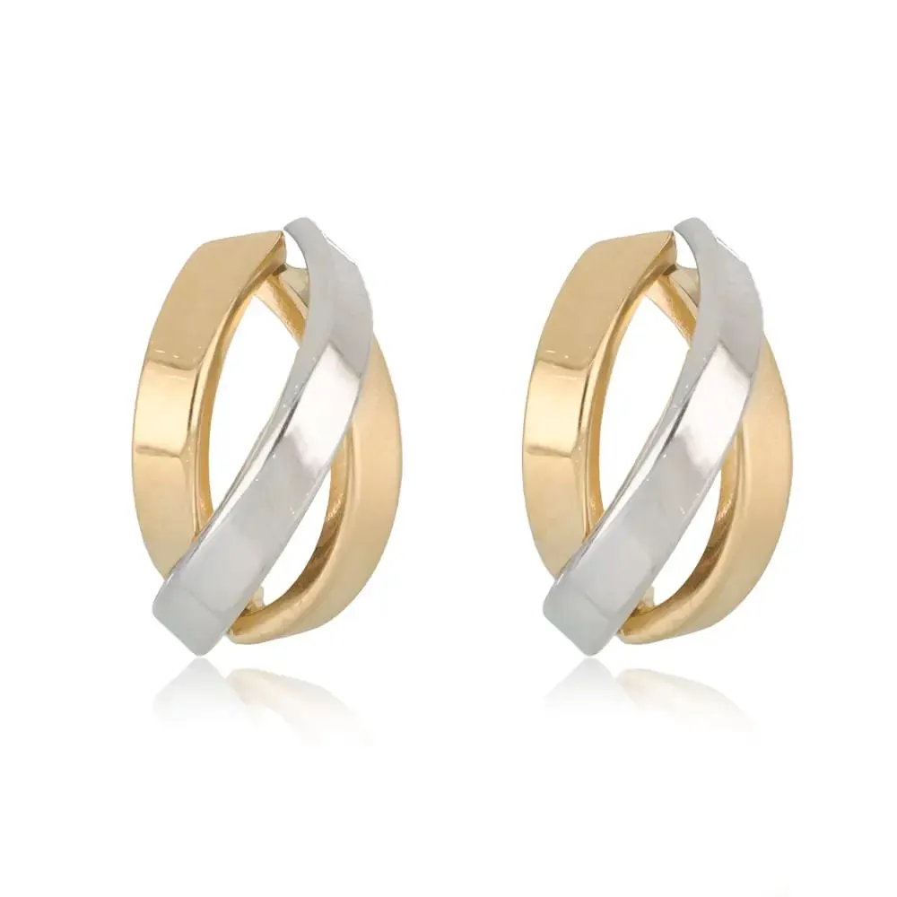 ARETES TRES CINTAS BICOLOR ENTRELAZADAS