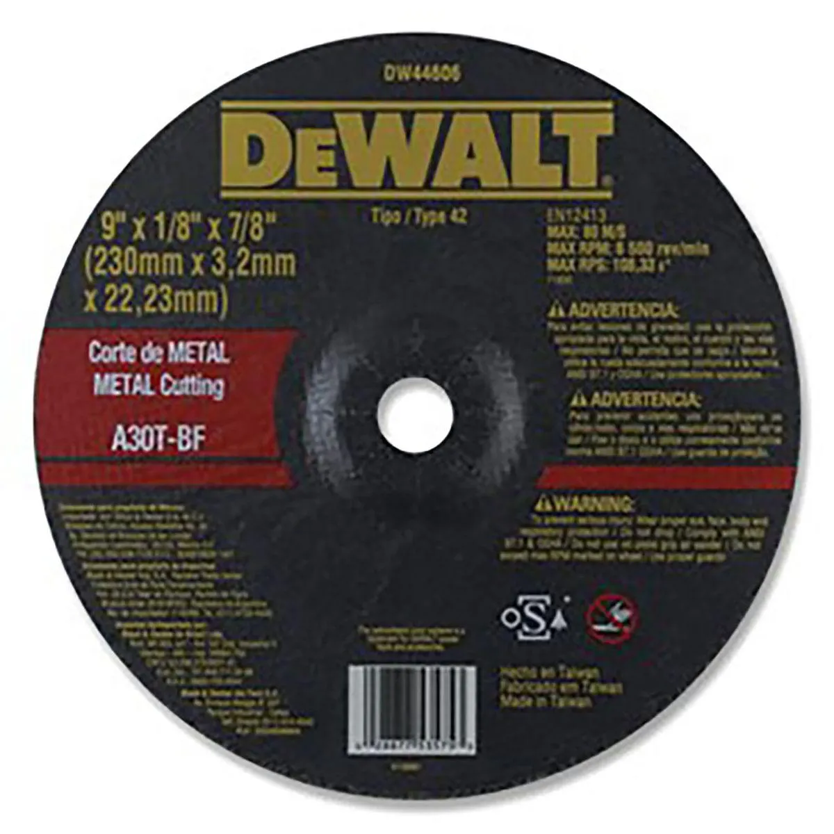 Disco Corte Metal 9X1/8X7/8 Cd Dewalt - DEWALT