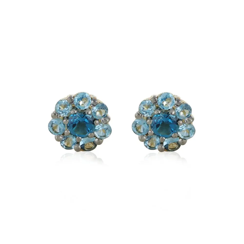 ARETES FLUER D´ETÉ TOPACIO AZUL