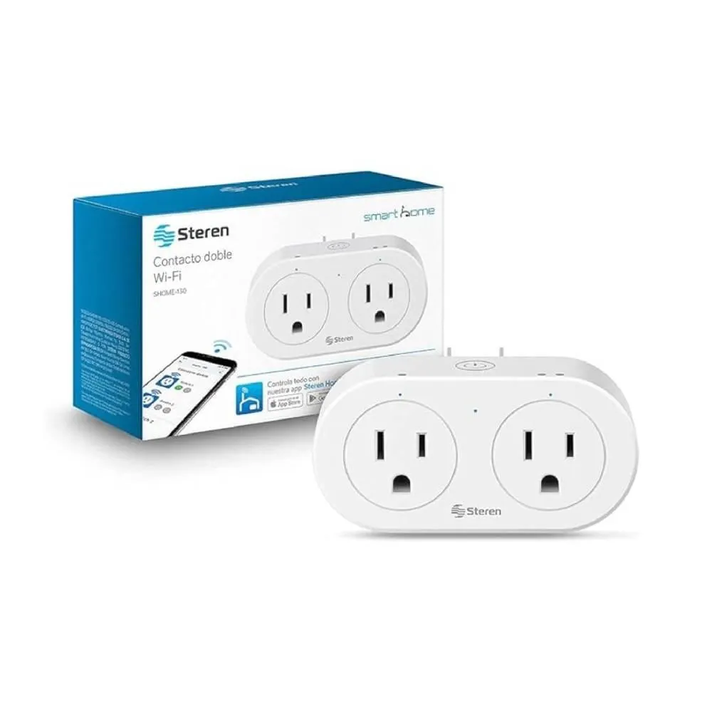 Enchufe Wifi Doble Steren SHOME-130 P86396 | Wifi con Timer Color Blanco
