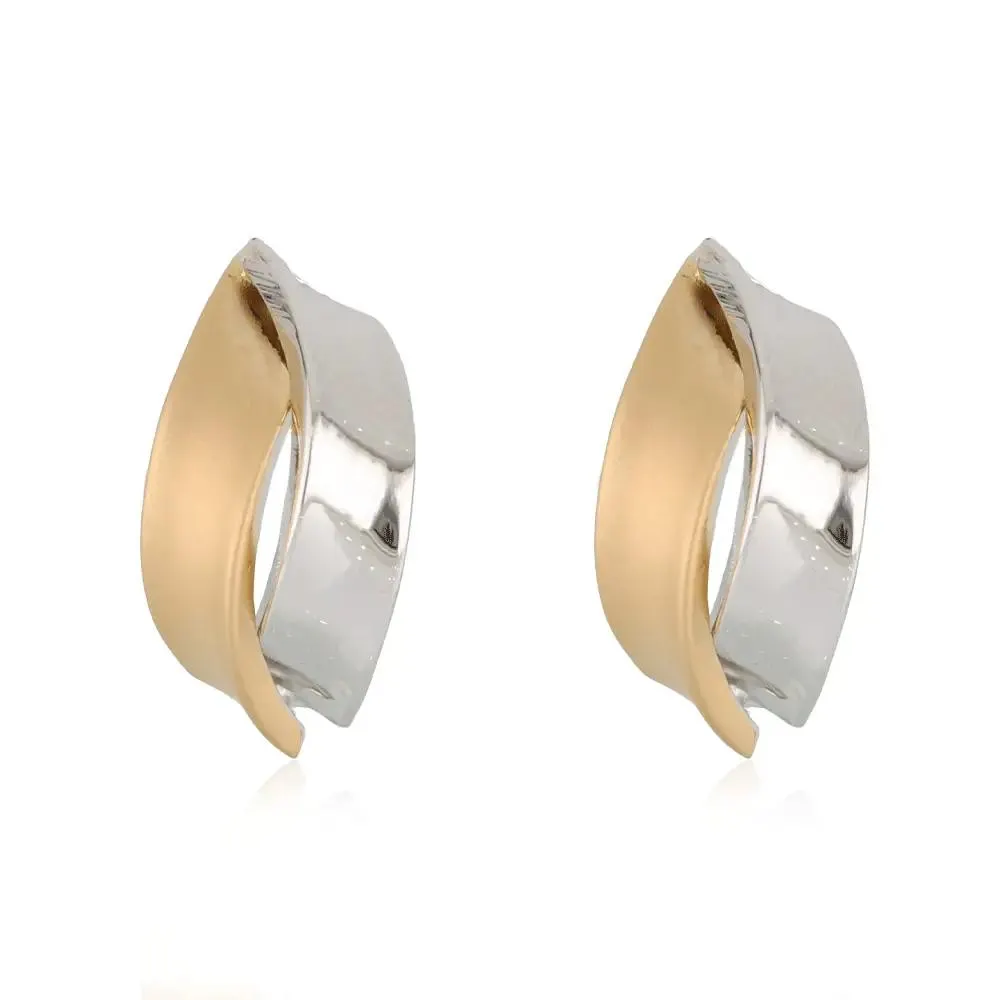 ARETES DOS CINTAS BICOLOR SATINADO CORTO