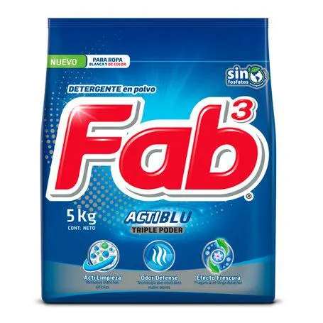 Detergente en Polvo Fab 3 Poderes Actiblu 5kg