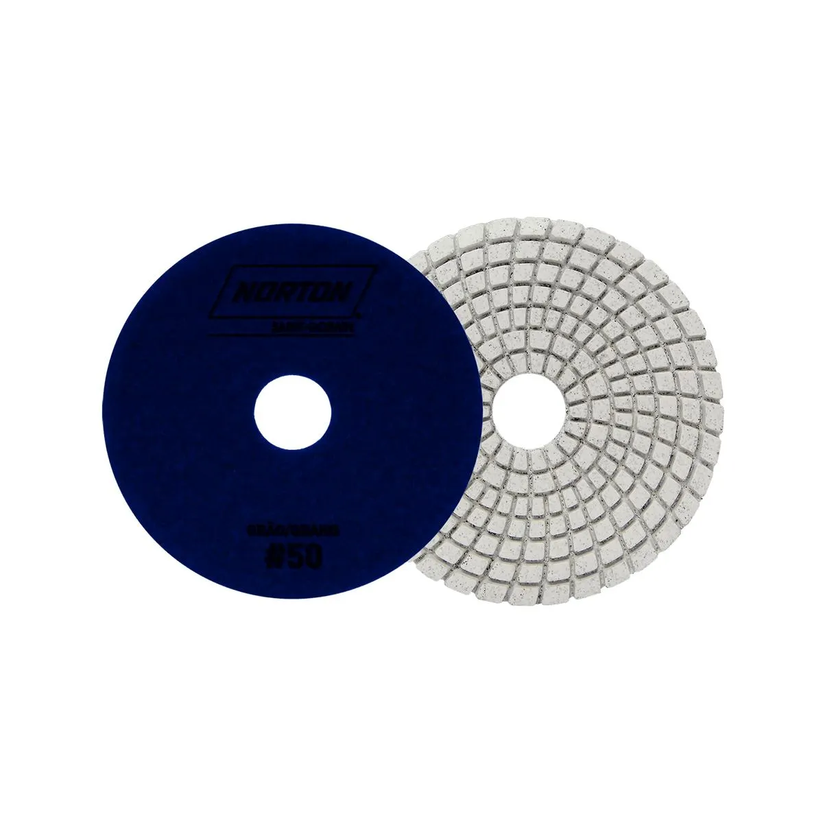 Disco flexible para pulir mármol de 4" de diametro, 20 mm orificio central grano G50 - NORTON