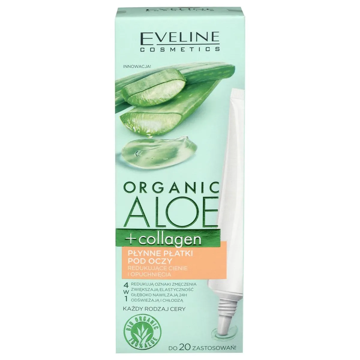Contorno Líquido para Ojos Eveline Cosmetics Organic Aloe y Colágeno Reductor de Ojeras 15ml