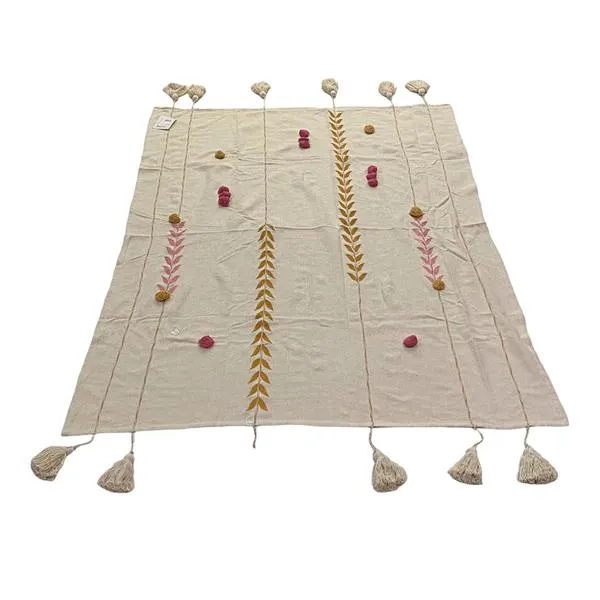 Cobija Tejida Beige con Tassels - Cobija Tejida Beige Con Tassels