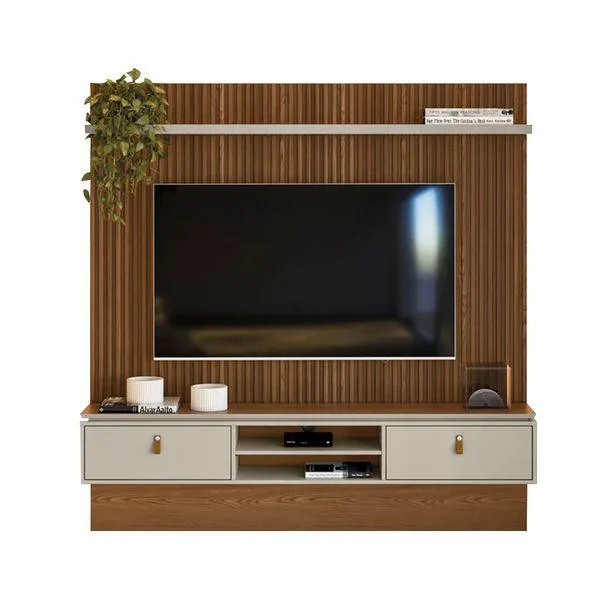 Panel Para TV Authentique 75" | Bi Color Freijo Blanco Antiguo - Freijo/Blanco Antiguo