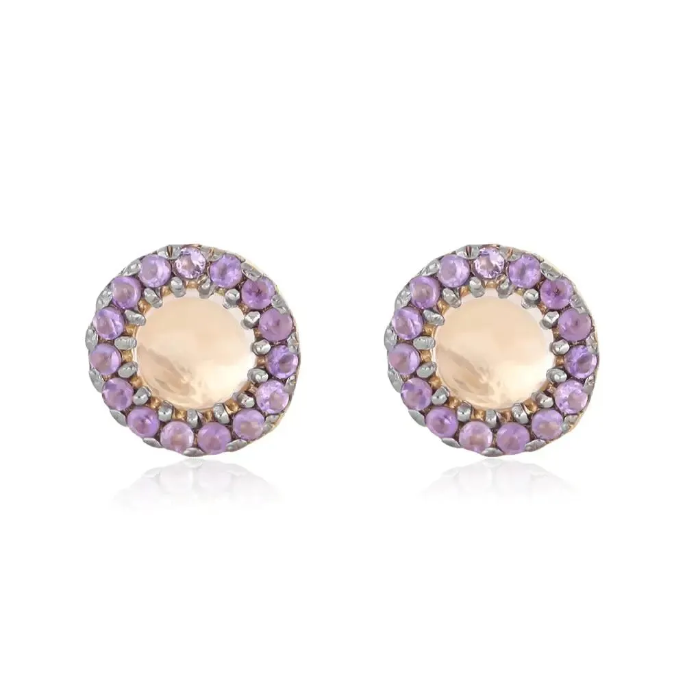 ARETES RESPLANDOR CUARZO Y AMATISTA