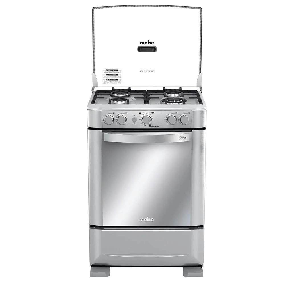 COCINA MABE EM6060FX2/4 QUEMADORES/PARRILLAS HIERRO FUNDIDO/GRILL/TAPA CRISTAL/LUZ INTERIOR