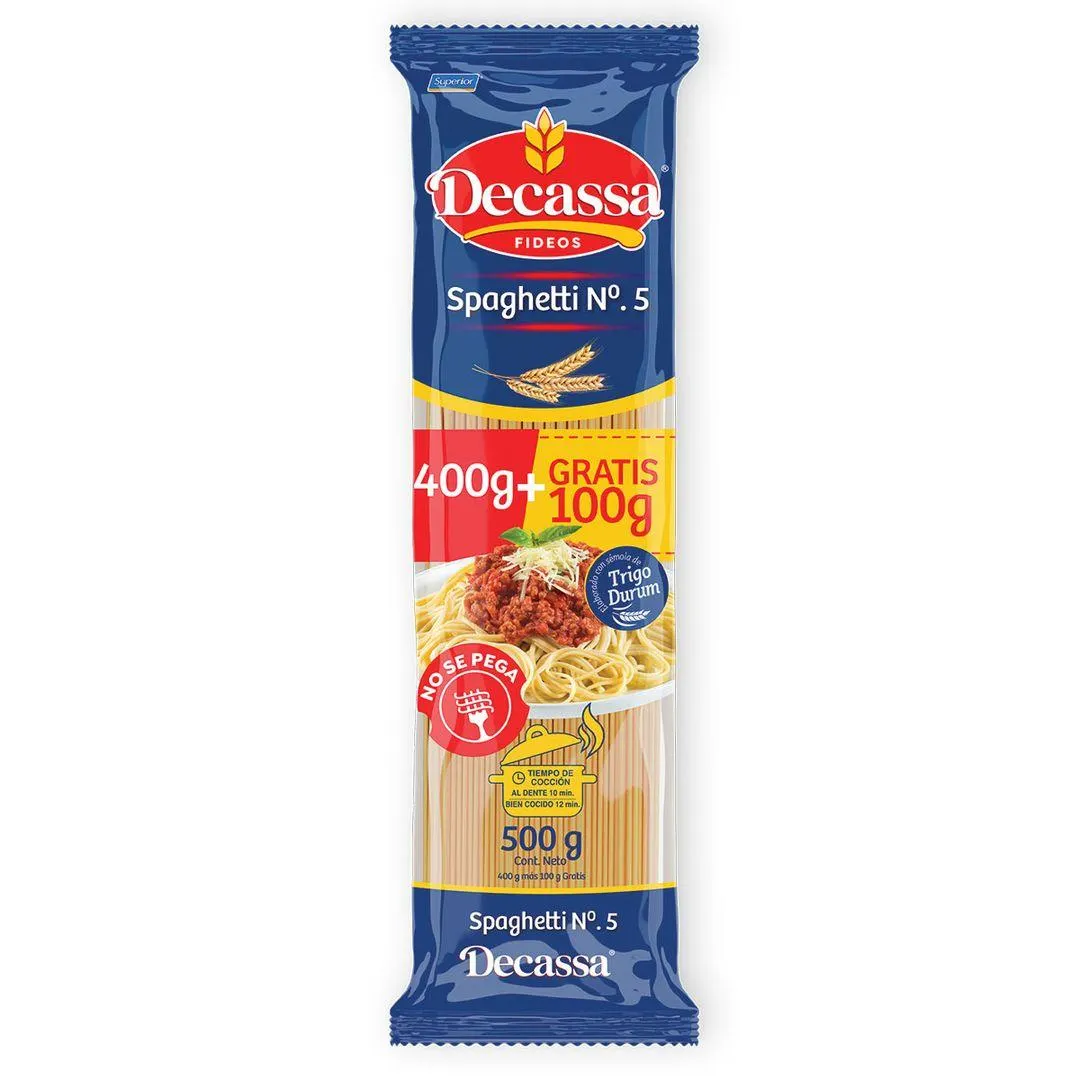Fideo Spaghetti N°5 Decassa 500g