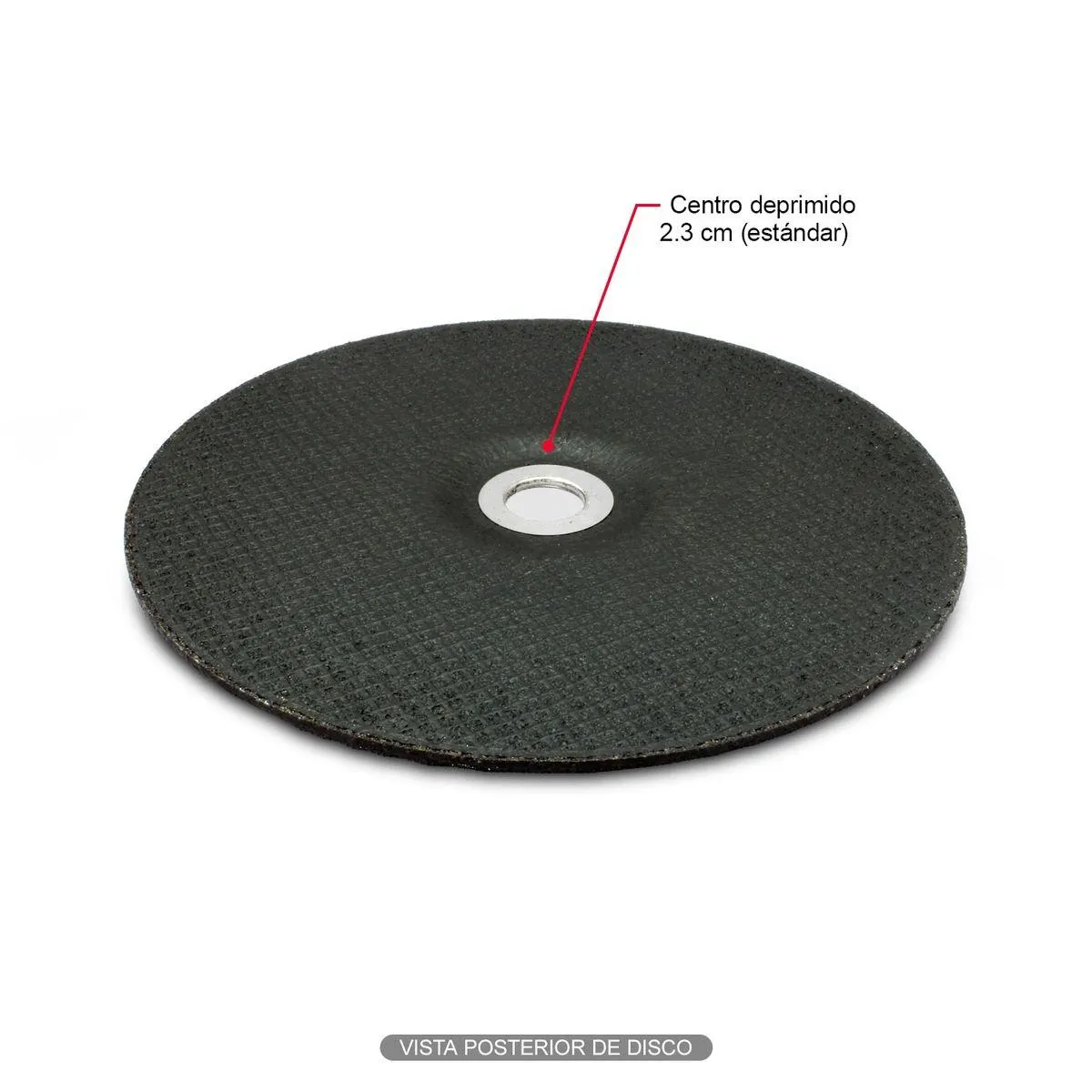 Disco de corte de metal de 9 pulgadas o 23 cm x 0.3 cm de grosor y eje deprimido de 2.3 cm. Soporta 6.600 RPM.