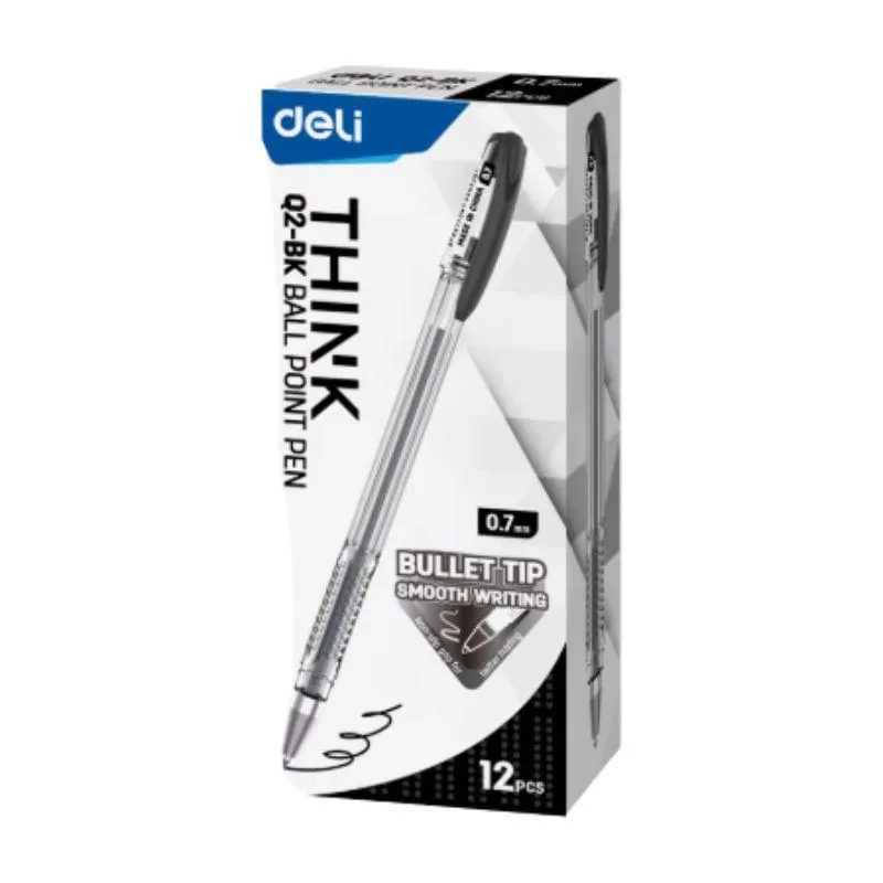 Bolígrafo Deli Think 0.7mm C-Tapa Negro X12 6935205341402