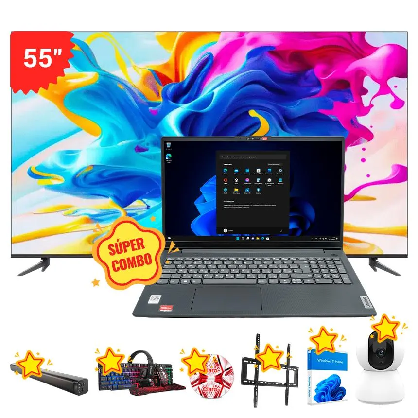 COMBO TCL 55" QLED 4K HDR GOOGLE TV (55C645) + LENOVO V15 G4 AMN RYZEN 5