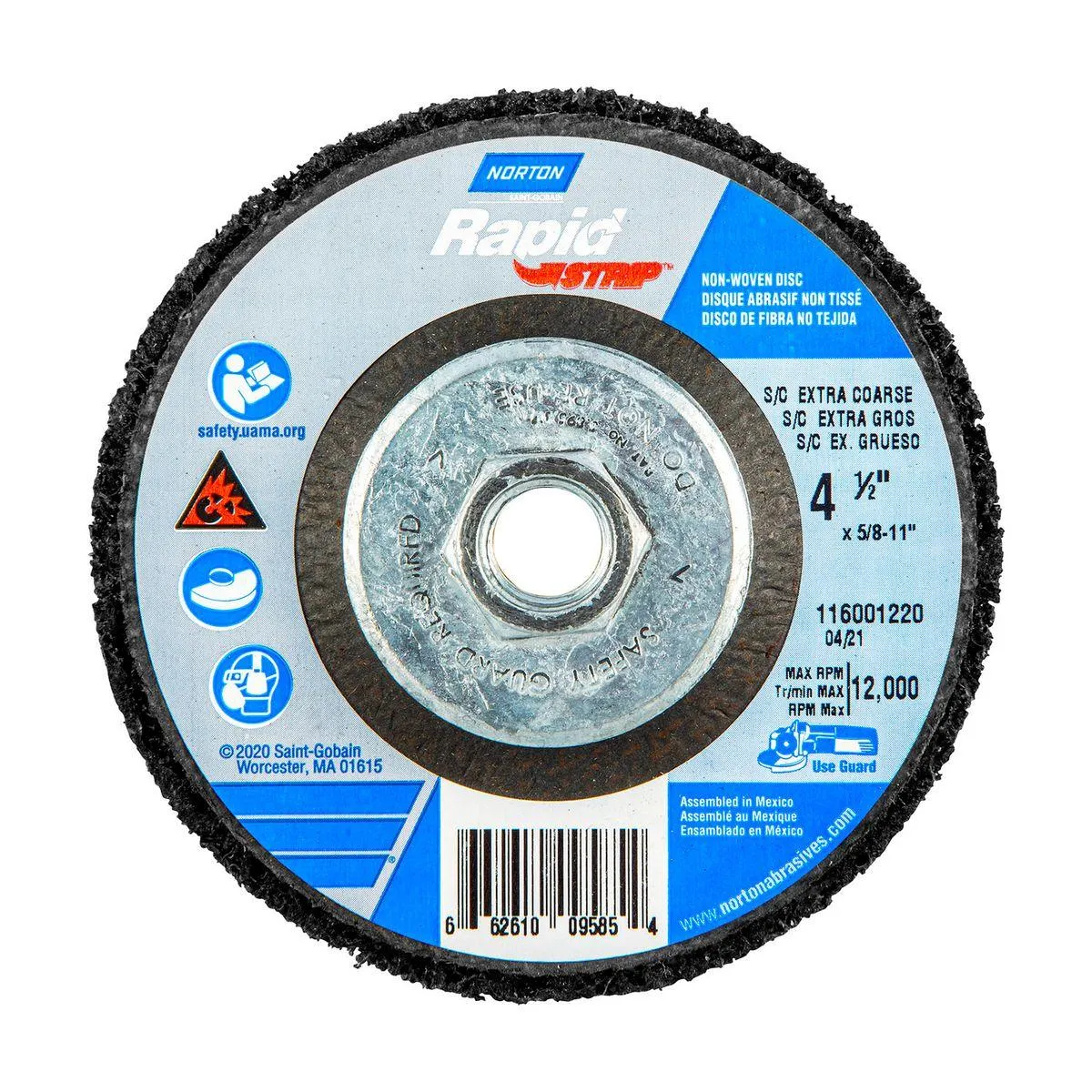 Disco de remoción RAPID STRIP de 4-1/2" de diametro, 22 mm de orificio central - NORTON