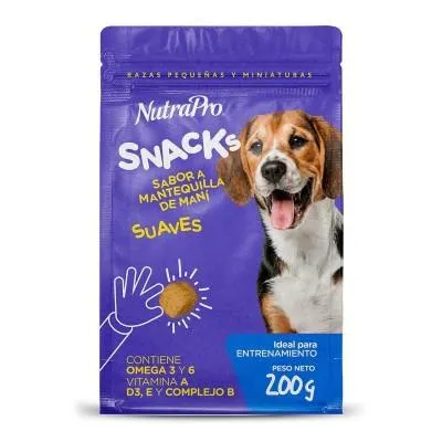 NUTRAPRO SNACK SABOR A MANTEQUILLA DE MANÍ, PARA PERRO DE RAZA PEQUEÑA