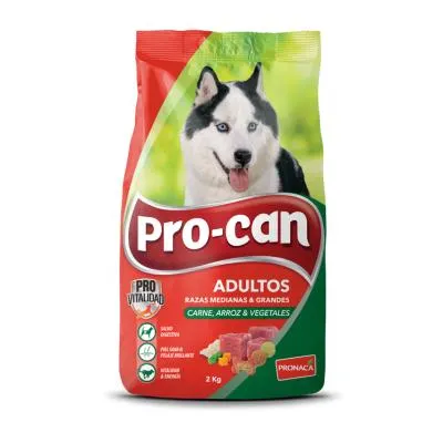 PROCAN PARA PERROS ADULTOS DE RAZAS MEDIANAS Y GRANDES SABOR A CARNE, ARROZ Y VEGETALES
