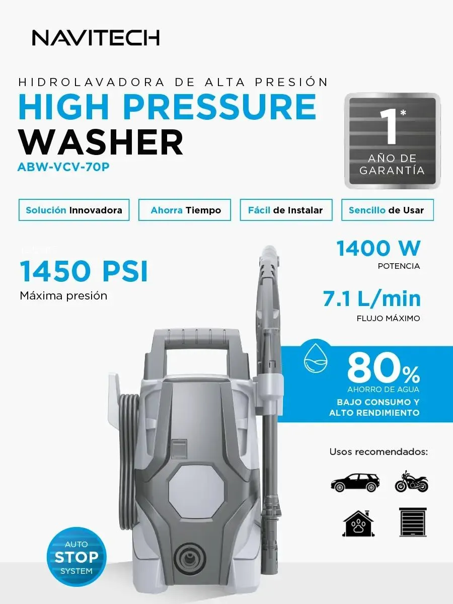 Hidrolavadora Navitech de Alta Presión ABW-VCV-70P