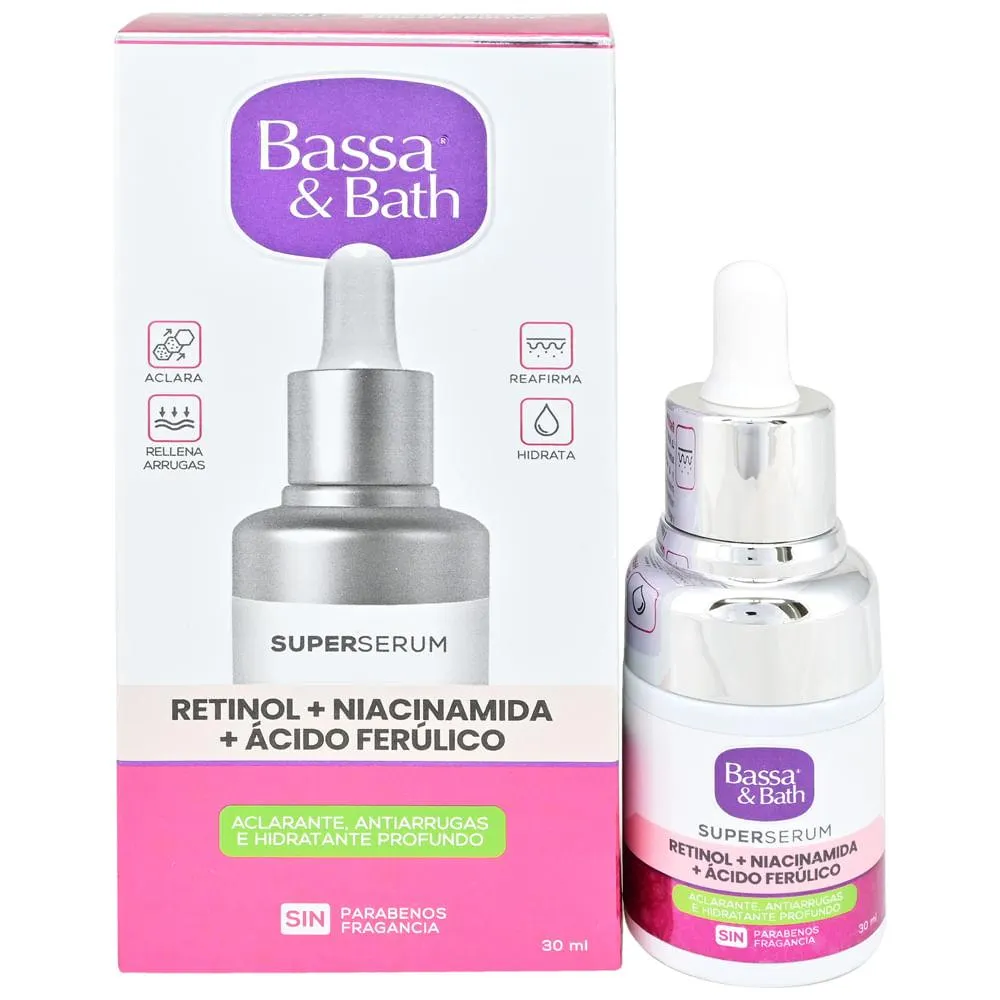Bassa & Bath Sérum Retinol + Niacinamida + Ácido Ferúlico Frasco 30 ml