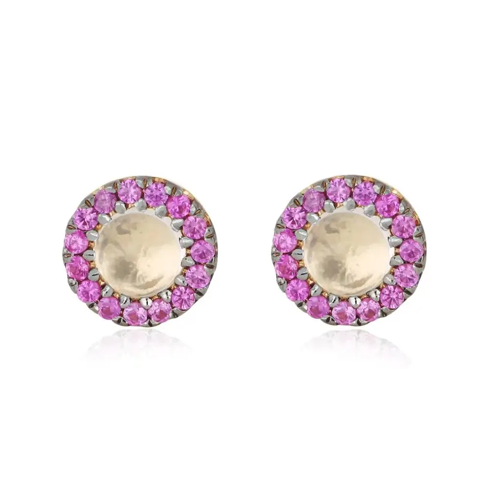 ARETES RESPLANDOR CUARZO Y ZAFIRO ROSA