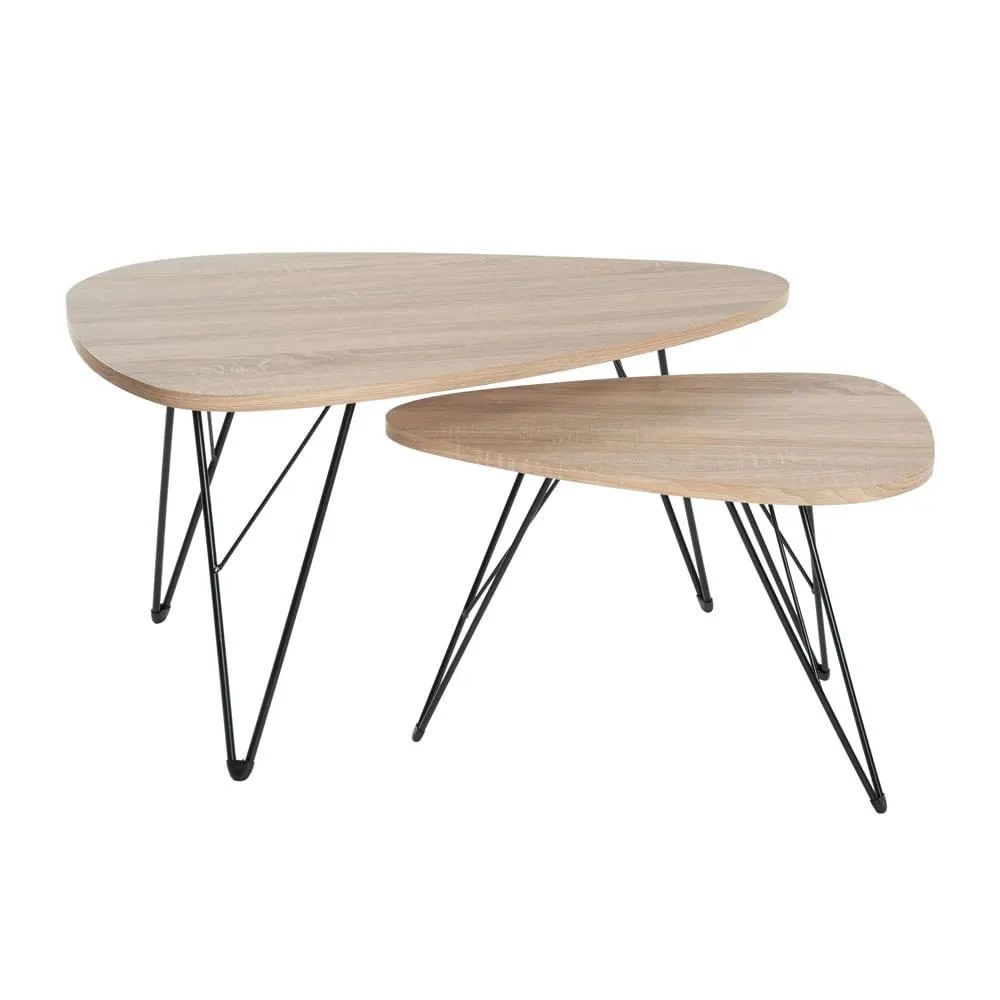 Set 2 Mesas De Centro Ezra | Bi Color Castano /Negro