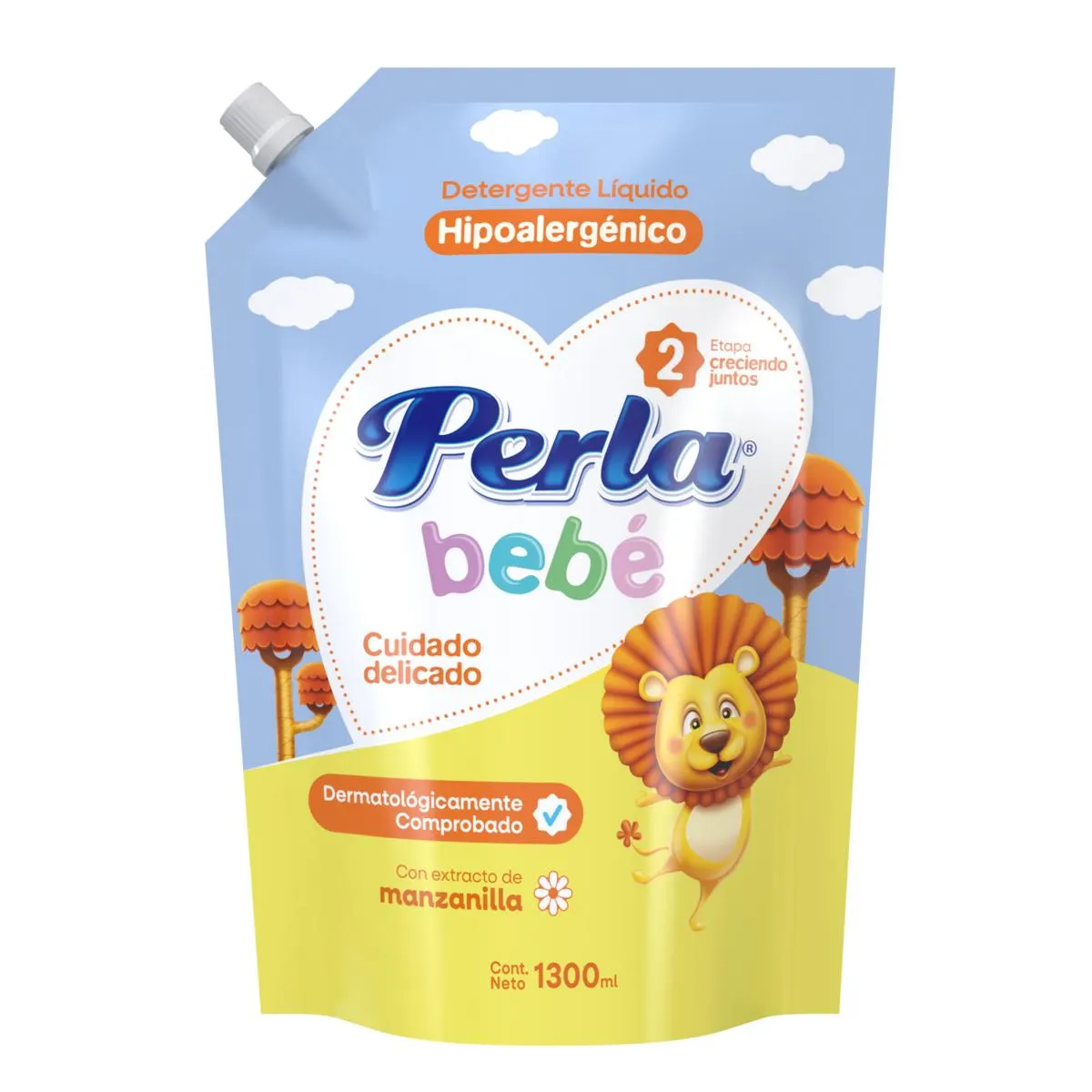 Detergente Líquido Perla Bebé Manzanilla Doypack 1.3 L