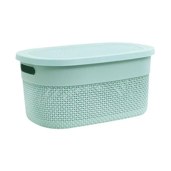 Canastilla Vitta con tapa Menta 22 Litros