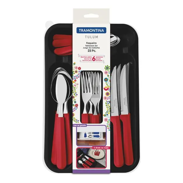 Juego de Cubiertos Tulum Rojo 24 Piezas