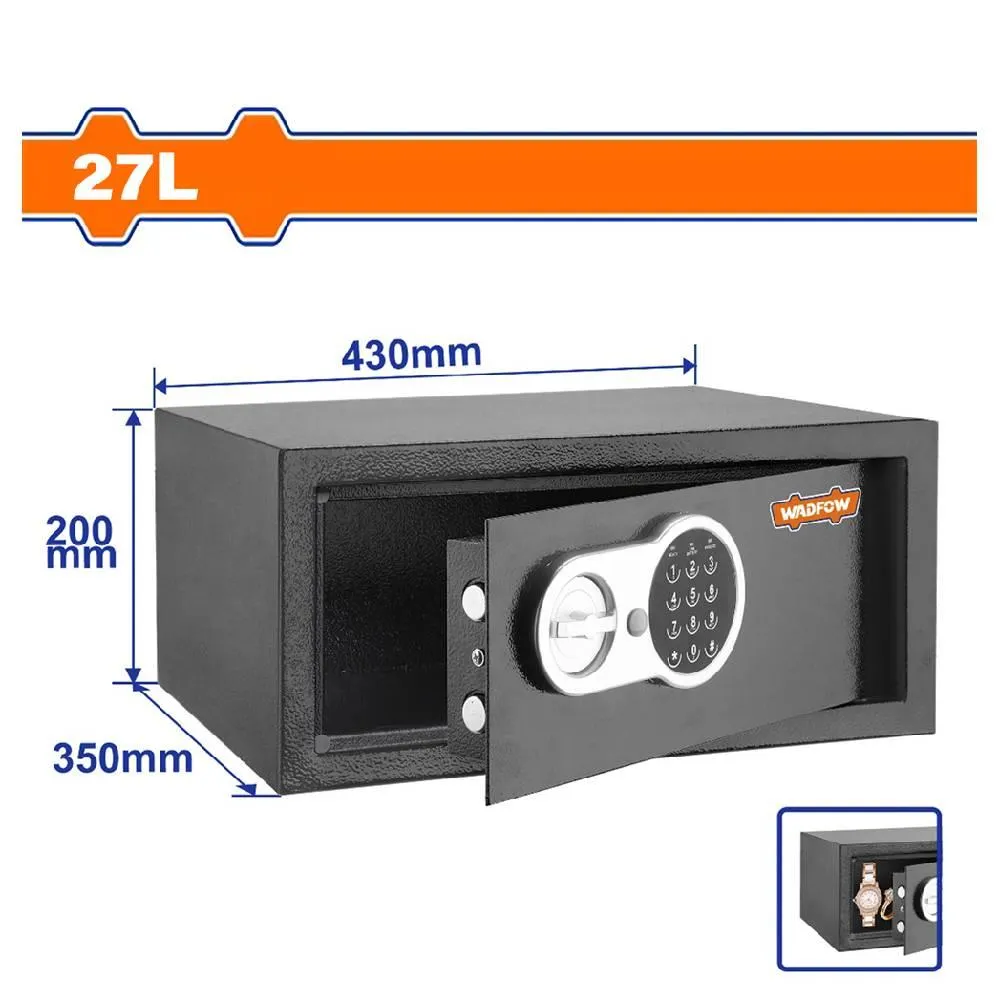 Caja Fuerte Digital Wadfow P8930 | 2 Llaves Mecánicas 27L Color Negro