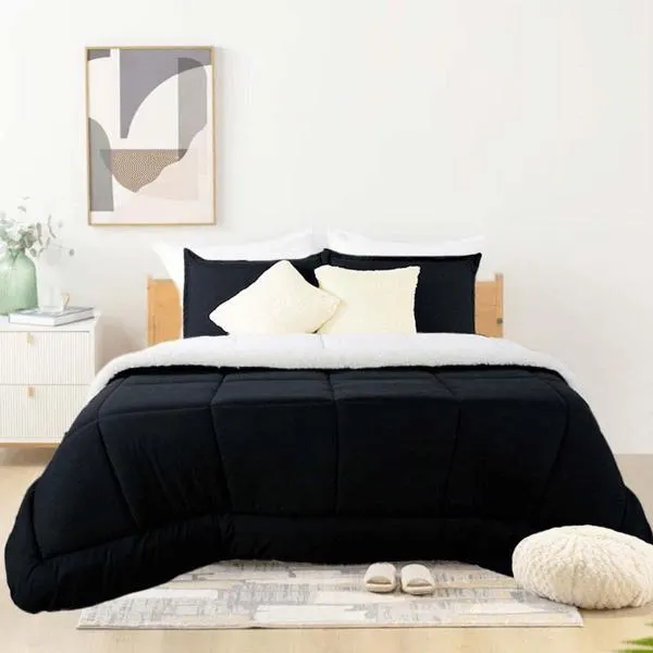 Cobertor Nordico Sherpa Negro Full