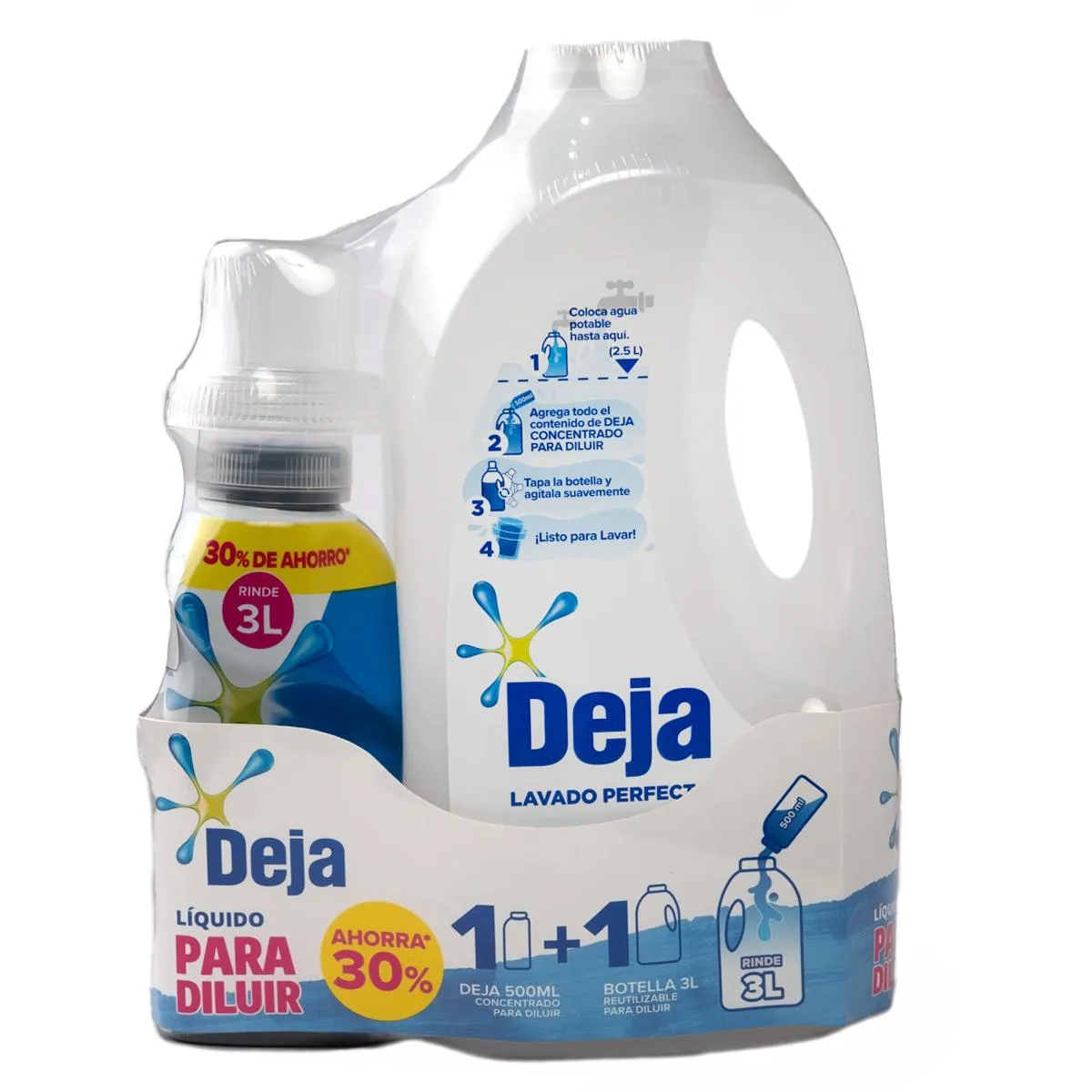 Set Detergente Líquido Deja para Diluir 500 ml más Botella Reutilizable 3 L