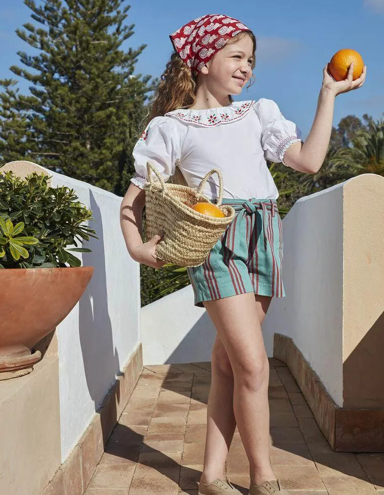 Pantalón corto rayas verde