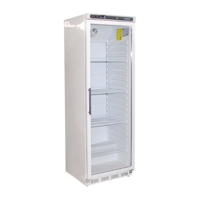 Frigorífico expositor para bebidas, blanco, con puerta de vidrio, con cerradura, Polar 400L CD087