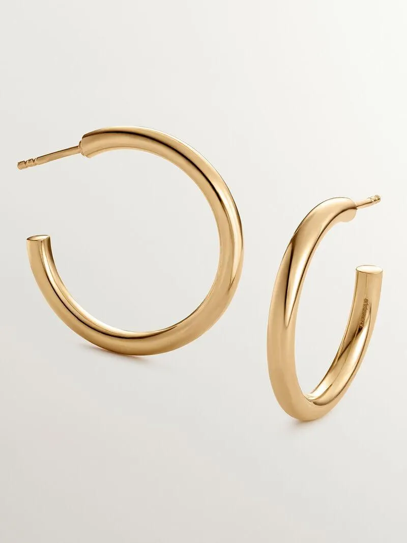 Pendientes de aro medianos de plata 925 bañada en oro amarillo de 18K