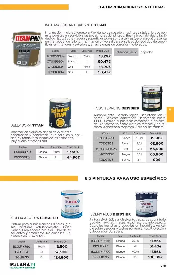 Catálogo de PINTURAS – TARIFA ISOLANA 1 de marzo al 31 de diciembre 2025 - Página 12