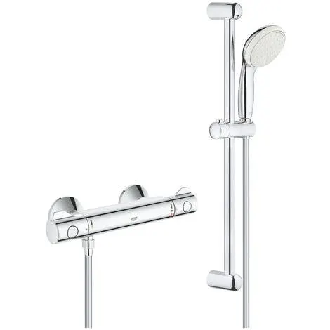 Grohe Grohtherm 800 Mezclador termostático de ducha de 1/2" con juego de ducha, Cromo (34565001)